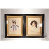 Image 1 : Two antique pastel on paper drawings of Gibson girls, each initialed by artist N.E.S. and each 18" X