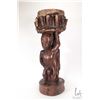 Image 1 : Hand carved African wooden drum with fertilty figured base 21" in height