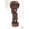 Image 3 : Hand carved African wooden drum with fertilty figured base 21" in height