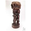 Image 4 : Hand carved African wooden drum with fertilty figured base 21" in height