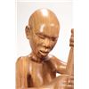 Image 2 : Hand carved African wooden figure of a woman with a pot on an open fire, 18" in height, label on und