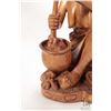 Image 4 : Hand carved African wooden figure of a woman with a pot on an open fire, 18" in height, label on und
