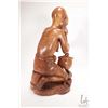Image 6 : Hand carved African wooden figure of a woman with a pot on an open fire, 18" in height, label on und