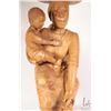 Image 3 : Hand made African wooden carving of a woman and child, no signature seen, 25" in height. Note: Not a