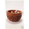 Image 1 : Hand carved wooden bowl 9 3/4" diameter X 6" H filled with hand made Ukrainian Easter eggs