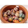 Image 3 : Hand carved wooden bowl 9 3/4" diameter X 6" H filled with hand made Ukrainian Easter eggs