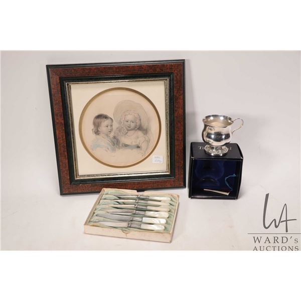 Framed coloured engraving of Queen Victoria's children, The Prince and Princes of Wales" 12" X 12" i