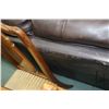 Image 4 : Brown leather full sized sofa with some distressing on the back, 94" long