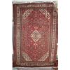 Image 1 : 100% hand made Iranian carpet "Hamdan" with center medallion, floral design, red background and high