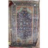 Image 1 : 100% hand made Iranian carpet "Mashad" with blue background, overall floral design and highlights of