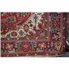 Image 2 : 100% hand made Iranian carpet "Tabriz" with center medallion, red background, overall floral design 