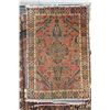 Image 1 : 100% hand made Iranian carpet "Mahabad" with center medallion, red background and highlights of blue