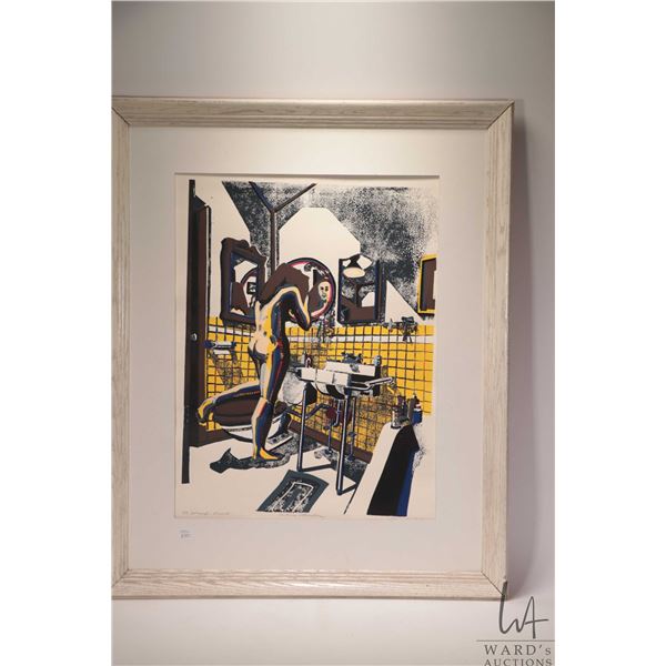 Gregory Swaine, limited edition serigraph lino cut print, titled "In Puris Naturalilus", 2/9, overal