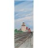 Image 1 : Artist signed original watercolour painting of Fork Saskatchewan grain elevators, 16" X 7"