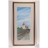 Image 2 : Artist signed original watercolour painting of Fork Saskatchewan grain elevators, 16" X 7"