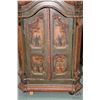 Image 2 : Hand painted and hand carved Bavarian wedding cabinet with two door polychrome doors painting with f