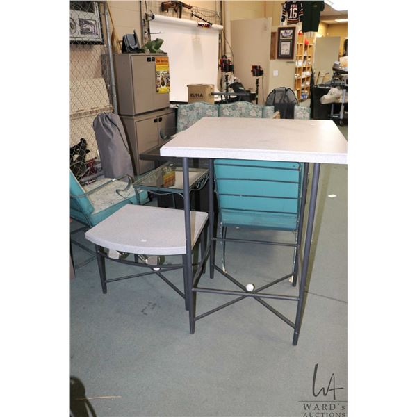 Golf motif tall pub style table with chair and low side table