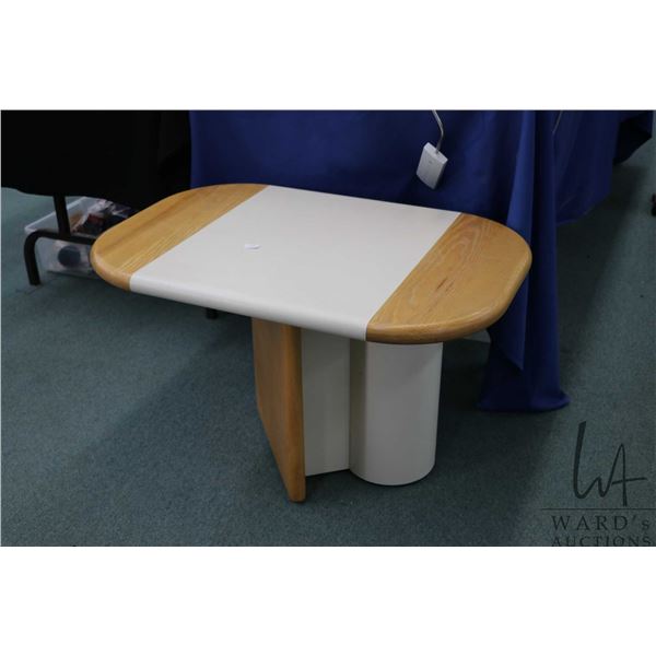 Blonde wood and melamine side table