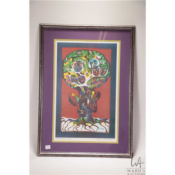 Artist signed vintage framed print titled "Halloween Tree", overall dimensions including frame 27" X