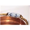 Image 3 : Two pieces of Delft copper and brass including 26" high coal hod and ash bucket each with lions head
