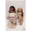 Image 1 : Two vintage dolls including Hudson's Bay 14" Inuit doll "Koweenka" and a Indigenous handmade 12" dol
