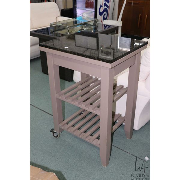 Outdoor server with marble top on two castors 34" X 20" square