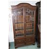 Image 1 : Antique domed top book cabinet with raised panel doors below and two glazed leaded panel doors 76" H