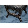 Image 4 : Antique Neoclassical side chair with punch work and carved accents on ebonized oak frame, re-upholst