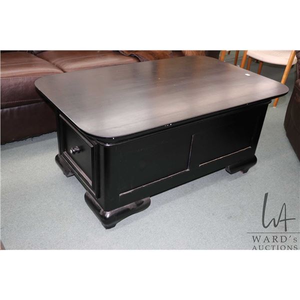 Heavy modern coffee table with drawer on each end 22" H X 48" X 30"
