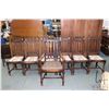 Image 1 : Set of seven matching antique slat back chairs with carved back supports, including six side chairs 