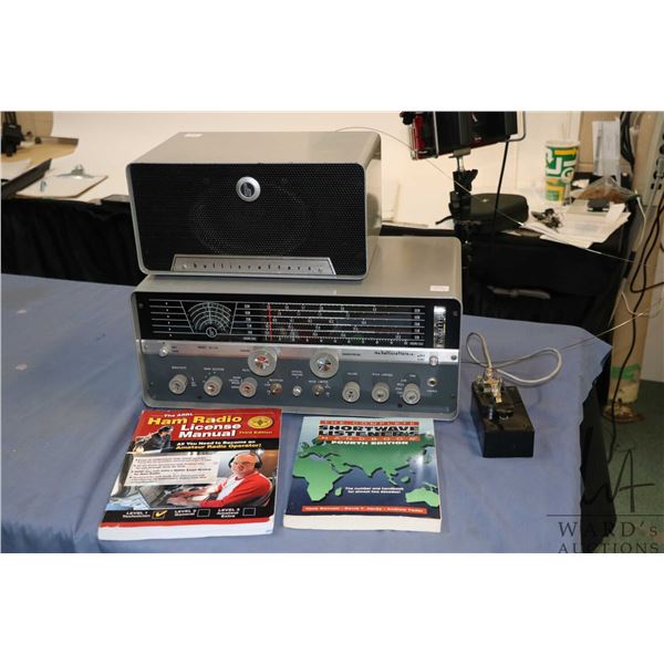 Hallicrafters model SX-110 ham radio receiver and speaker with Morse code telegraph key, not tested 