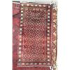 Image 1 : 100% hand made Iranian carpet "Baluchi" with overall geometric design, red background and highlights
