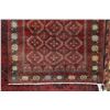 Image 2 : 100% hand made Iranian carpet "Baluchi" with overall geometric design, red background and highlights