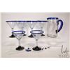 Image 1 : Roselift Height Dos Suenos Mexico glassware including 6 7" high margarita glasses, handled pitcher a
