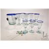 Image 1 : Roselift Height Dos Suenos Mexico glassware including eight 8" high goblets, ice bucket and selectio