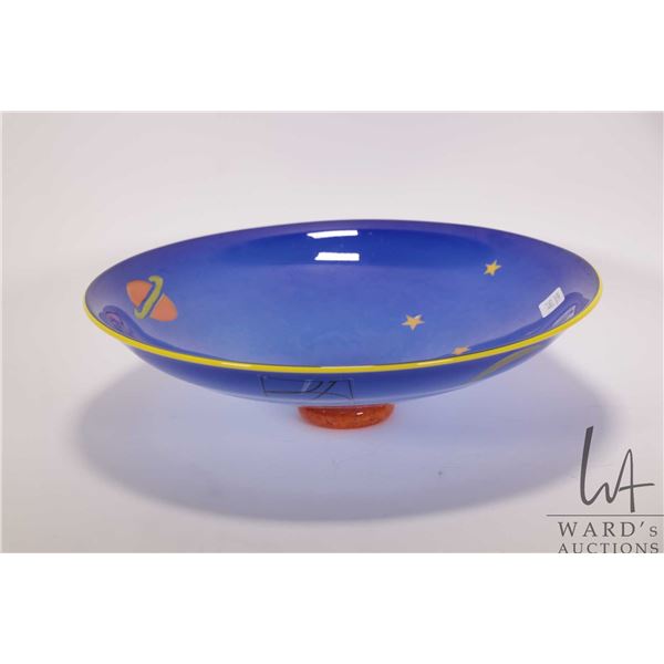 Galaxy motif art glass bowl signed "Cheryl Takac". 13" diameter
