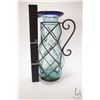 Image 2 : Large hand blown glass pitcher encased in wrought iron galley. Measures 17" high . Note: Not availab