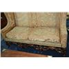 Image 2 : Antique Victorian copy of a 17th century camel back enclosed sofa with oak trestle base, two feather
