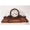 Image 1 : Antique French drum clock in burl walnut case. Working at time of cataloging, however nut missing th