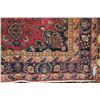 Image 2 : 100% hand made Iranian carpet "Mashad" with center medallion, red background and floral design, high