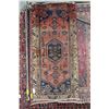 Image 1 : 100% hand made Iranian carpet "Zanjan" with center medallion, red background and highlights of blue,