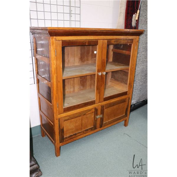Antique Canadian two door and two glazed door cabinet, 52" H X 47" W X 20" D