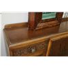 Image 2 : Antique English oak drop front secretaire with glazed door book display/ storage and carved drawer f