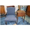 Image 1 : Two pieces of mid 20th century furniture, including open arm parlour chair and two drawer side table