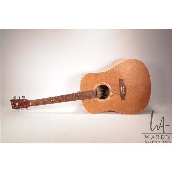 Art & Lutherie model A & L Wild Cherry acoustic guitar, note: will need some restoration work with d