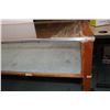 Image 4 : Counter height shallow glass display case with drop down back, 33" H X 60" W X 24" Note: Damage top 
