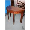 Image 2 : Sheraton fold over table with gate leg and delicate inlay, 30" H X 36" diameter when open
