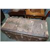 Image 2 : Primitive antique steamer trunk in well used condition 24" H X 41" W X 18" D