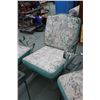 Image 3 : Vintage metal patio set with three seat sofa, arm chair, spring rocker and glass top table