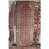 Image 1 : 100% hand made Iranian wool carpet runner "Hamdan" with red background, geometric design and highlig
